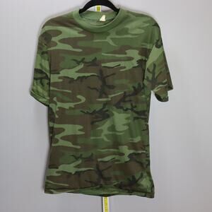 Vintage Military Issue Woodland‎ Camo T-Shirt Size M Army Tee